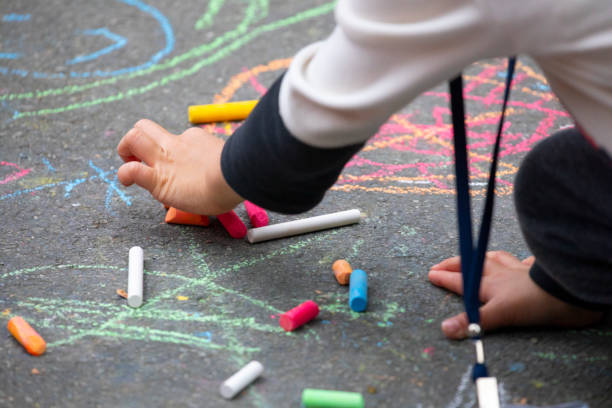 istock Outdoor, kid, floor, chalk, graffiti 1139451405