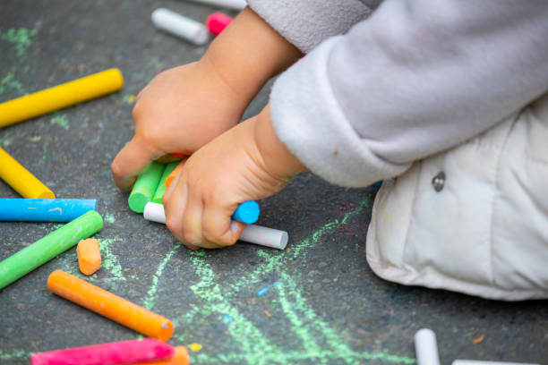 istock Outdoor, kid, floor, chalk, graffiti 1139452945