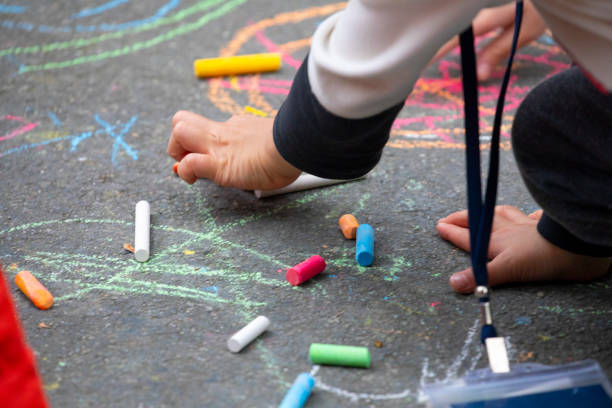 istock Outdoor, kid, floor, chalk, graffiti 1139453830