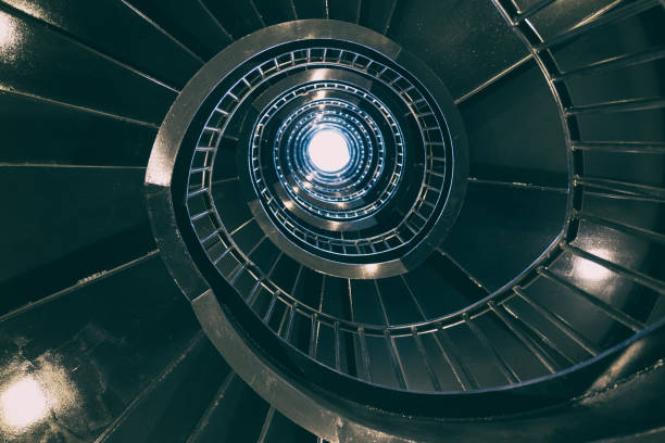 istock Spiral metal staircase bottom view 1139454196