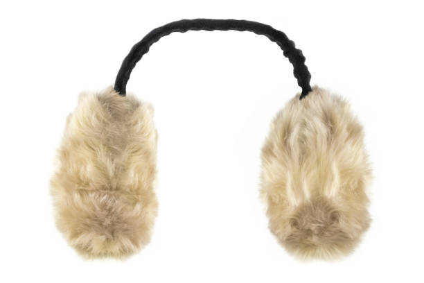istock Beige fluffy winter earmuffs isolated on white background 1139455518