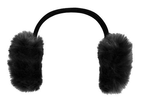 Black winter earmuffs isolated on white background