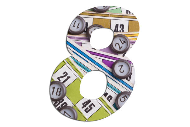 istock Number 8 - with tombola cards on white background 1139455705