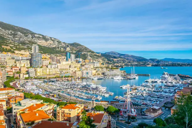 Photo of Aerial view of Port Hercule in Monaco during christmas time