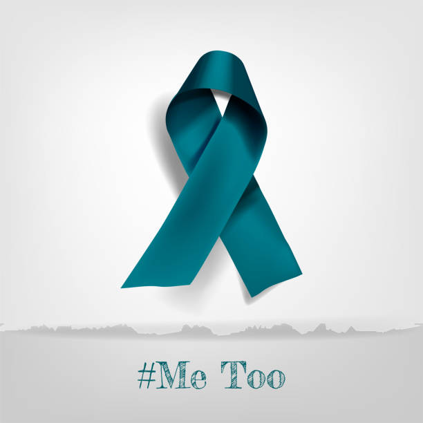 ilustrações de stock, clip art, desenhos animados e ícones de sexual assault awareness month (april) concept with teal awareness ribbon. - violence domestic violence victim women