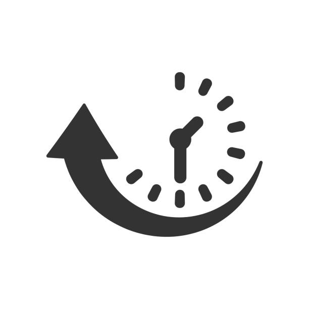 illustrazioni stock, clip art, cartoni animati e icone di tendenza di icona dei tempi di inattività in stile piatto. illustrazione vettoriale uptime su sfondo bianco isolato. concetto di business dell'orologio. - uptime