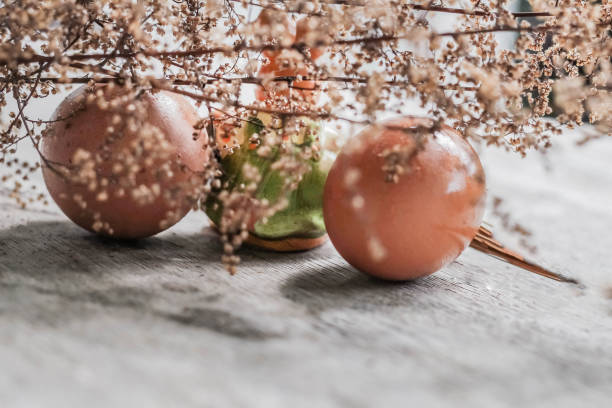 istock Easter bunny with basket and giant eggs. Beautiful composition of eggs and rabbits 1139461713