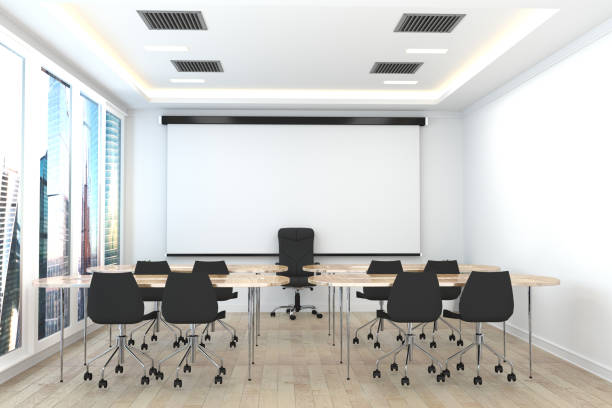 istock Office business - beautiful room -Conference room interior in white room. 3d rendering 1139463635