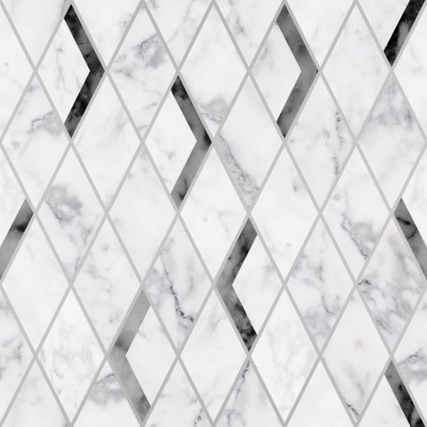 istock Seamless luxury rhombus marble stone texture pattern, Luxury black and white marble stone texture background 1139464513