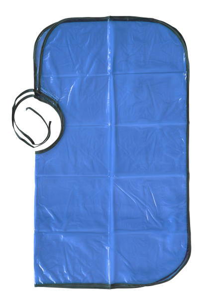 istock Folded blue hair dyeing waterproof cape, isolated on transparent or white background 1139464928