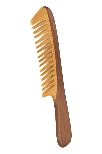 istock Brown wood comb with handle, isolated on transparent and white background. Tilted view. 1139464958