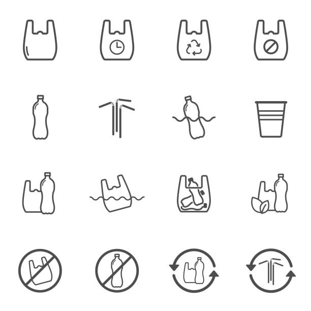 ilustrações, clipart, desenhos animados e ícones de dizer não aos ícones de plástico - bottle symbol cleaning computer icon