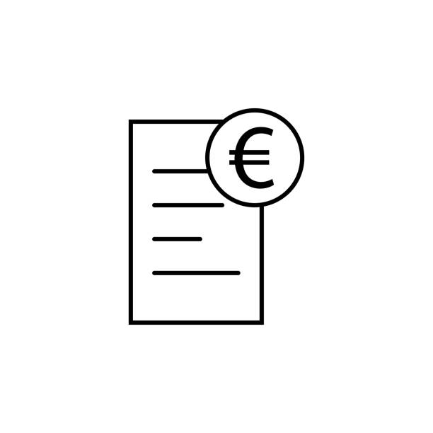 dokument, ikona euro. element ilustracji finansowej. ikona znaków i symboli może być używana do stron internetowych, logo, aplikacji mobilnej, interfejsu użytkownika, ux - bank symbol computer icon european union euro note stock illustrations