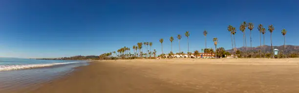 scenic beach at Santa Barbara with palm trees