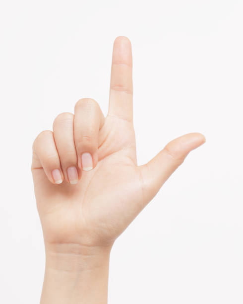 istock Woman hand showing on white background 1139470375