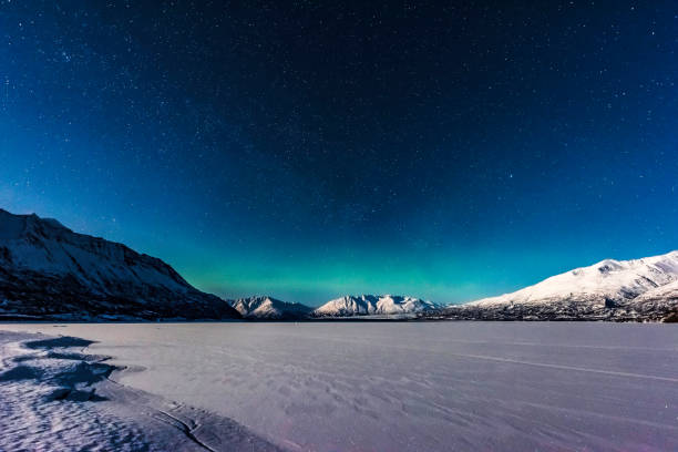 istock Aurora borealis and mountains in Alaska 1139470702