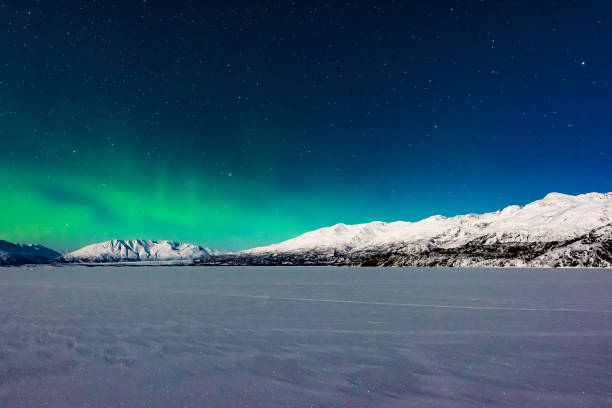 istock Aurora borealis and mountains in Alaska 1139470704