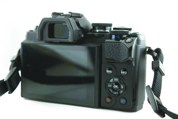 istock mirrorless professional camera back face and lcd screen view with isolated white background 1139474126