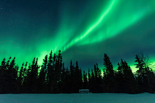 Aurora borealis at Chena Lakes in Fairbanks,Alaska
