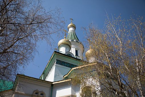The Russian Church, known as the Church of St Nicholas the Miracle-Maker is a Russian Orthodox church in central Sofia, Bulgaria .The five domes are coated with gold .