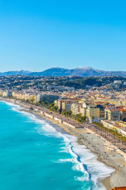 seaside of nice, francia - city of nice france city coastline foto e immagini stock