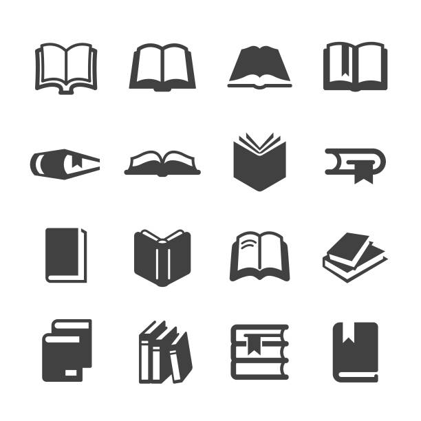 стокові ілюстрації на тему набір іконок книг - серія acme - енциклопедія