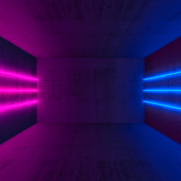istock Colorful neon lights mounted on walls, 3d 1139480774
