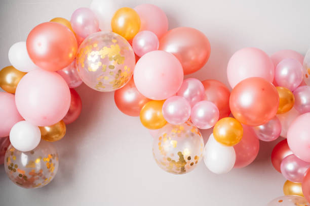 istock Pink golden balloon garland 1139484586