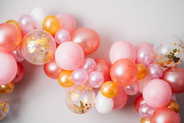 istock Pink golden balloon garland 1139484596