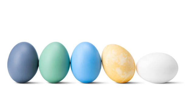istock Set of handmade painted colorful easter eggs isolated on a white background with shadow. 1139484993