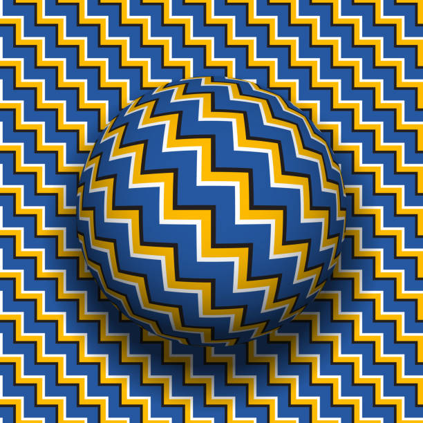 Rotating sphere of zigzag stripes pattern. Vector optical illusion background. Rotating sphere of zigzag stripes pattern. Vector optical illusion background. moving optical illusions stock illustrations