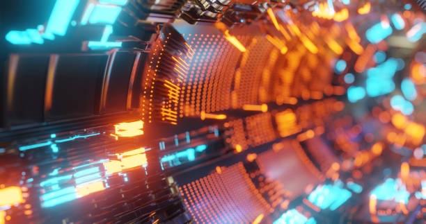 istock Abstract technology background, led and flickering particles. Animation of electric circuit signal with light glow and Bokeh. Futuristic concept. 1139490992