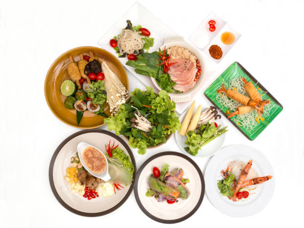 istock Various Vietnamese food arrange by top view on white background 1139493107