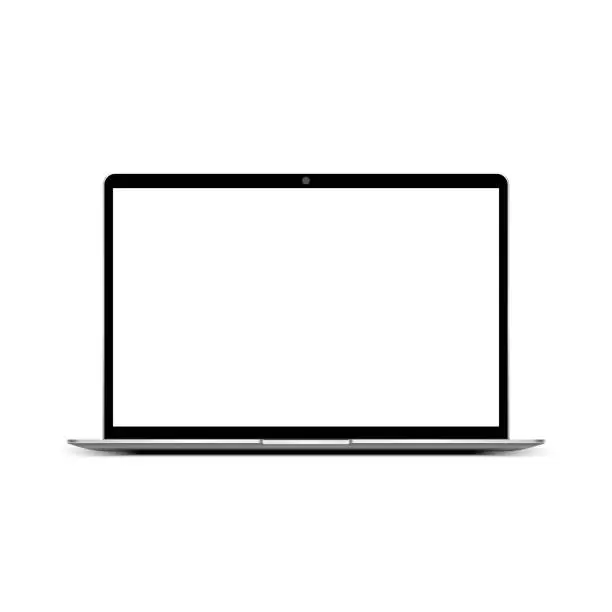 Vector illustration of Black laptop with white monitor - vector