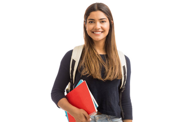 Facing My Future With Confidence Smiling female student enhancing her future by attending regular lectures backpack photos stock pictures, royalty-free photos & images