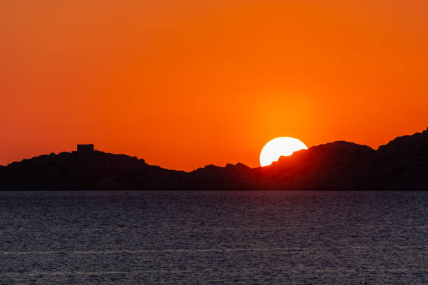 A beautiful evening sunset over Lyme regis bay on the jurassic coast in Dorset England.