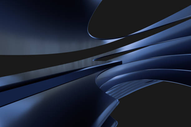 istock 3d rendering, blue metalic surface and graphic design background 1139496429