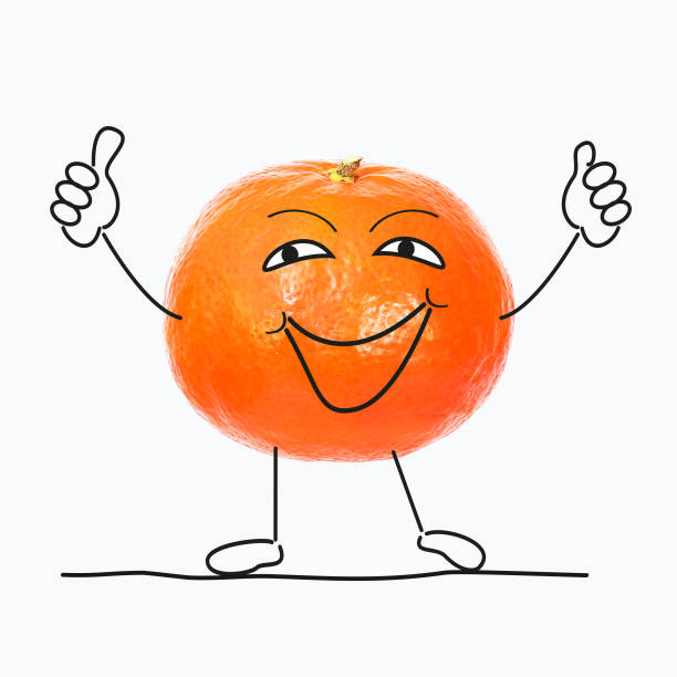 istock Tangerine with cartoon characters 1139497159