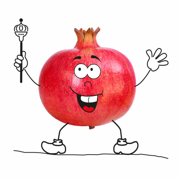 Part of a collection of fruit as a cartoon character.