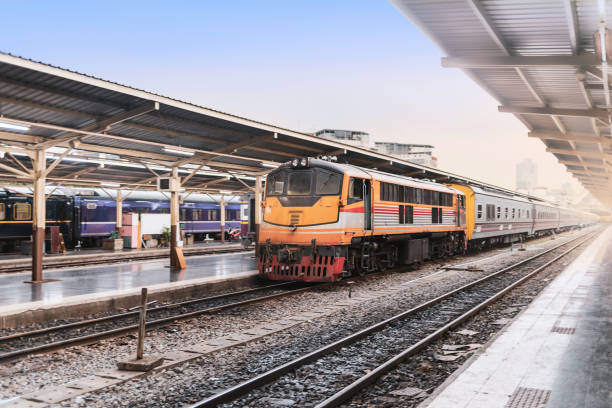 istock vintage train parking on train tracks at railway station 1139506587