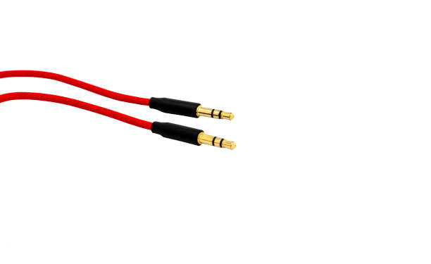 istock Red aux audio cable isolated on white background. File contains with clipping path. 1139508242