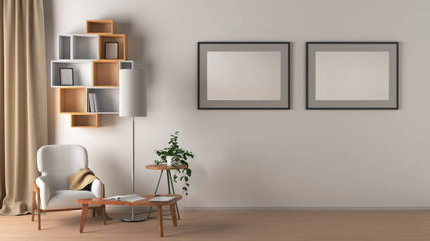 istock Blank wall with poster in living room interior mock up 1139514519
