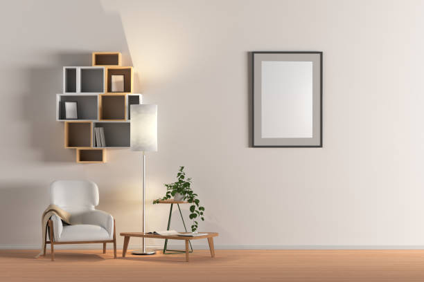 istock Blank wall with poster in living room interior mock up 1139514531