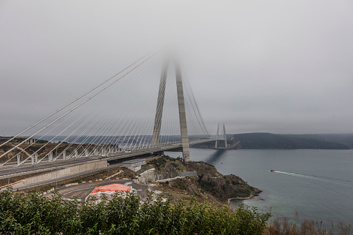 Yavuz Sultan Selim Bridge and Fog. Istanbul, Turkey.