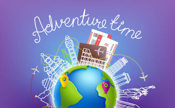 istock Vector illustration with The Earth and fomous world buildings 1139516980