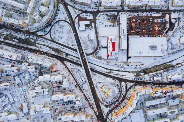 istock City road junctions on the bridge, above winter scene 1139517321