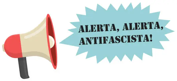 Vector illustration of demonstration loudspeaker alerta alerta antifascista against racism flat design