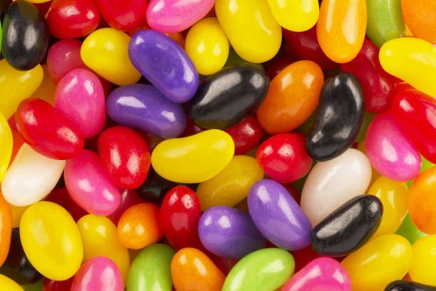 istock Top view on background texture of colorful jelly beans. 1139529111