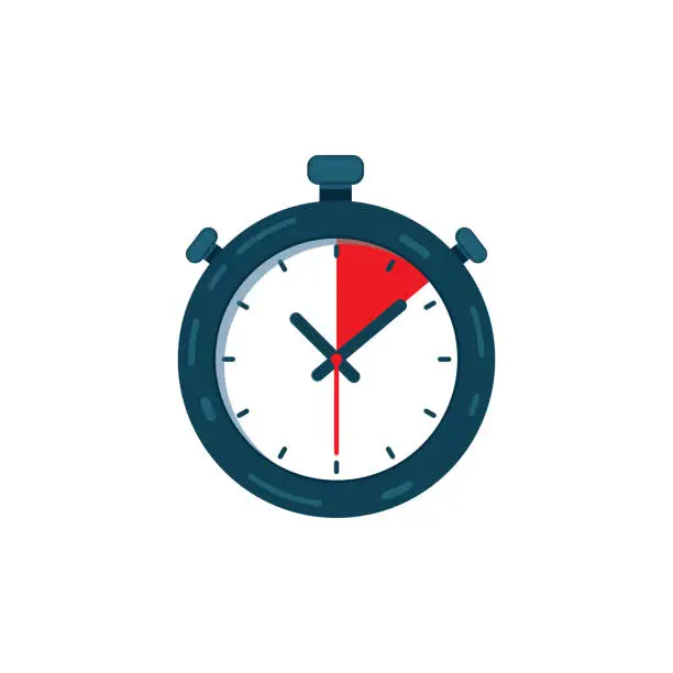 Vector illustration of Stopwatch with ours, minuts and seconds arrows for business theme or sport. Stopwatch delivery moment time icon vector eps10.