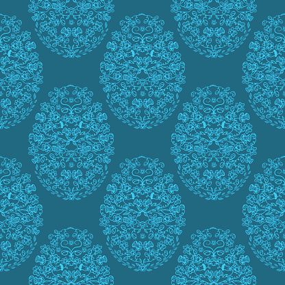 Paschal Pattern Paschal Egg Made From Flowers And Herbs Seamless Pattern In Doodle ...